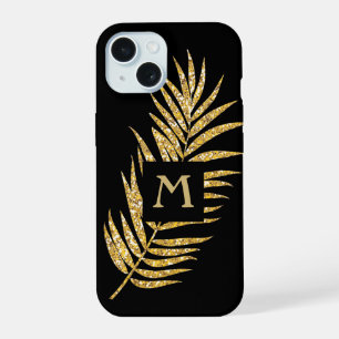 Falsches Gold-Glitter-Palm-Tropisch iPhone 15 Hülle