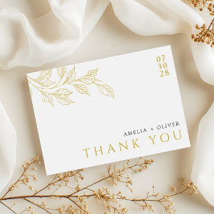 Falsches Gold Moderne Botanische Hochzeit Dankeskarte