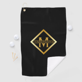 Falsches Gold-Monogramm – Schwarz & Gold Golfhandtuch