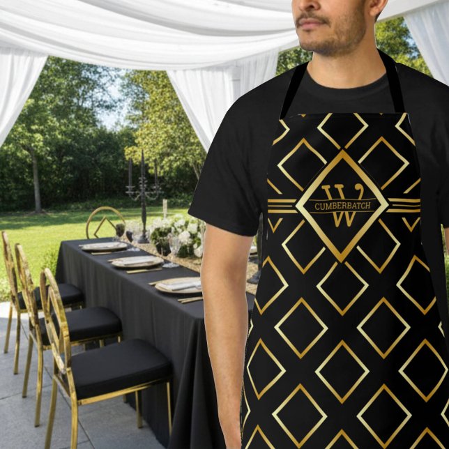 Falsches Gold-Monogramm - Schwarz und Gold Schürze (Von Creator hochgeladen)