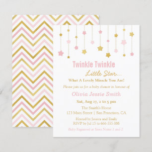 Falsches Gold Rosa Twinkle Twinkle Little Star Bab Einladung