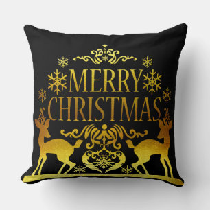 Falsches Gold-Schwarzes Weihnachts-Dekokissen Kissen