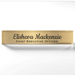 Falsches goldenes Büroschreibtisch-Schild Namenssc Namensplakette