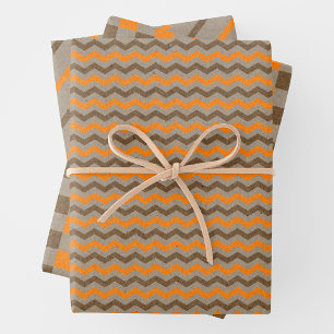 Falsches Kraftpapier mit dunkelbraunen und orangen Geschenkpapier Set