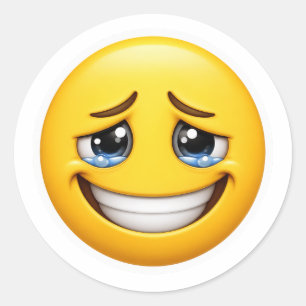 Falsches Lächeln Emoji Versteckter Schmerz Runder Aufkleber