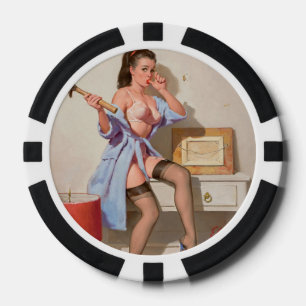 Falsches Nagel Pin-up Mädchen Pokerchips
