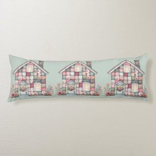 Falsches Patchwork-Cottagecore-Blumenhaus Seitenschläferkissen