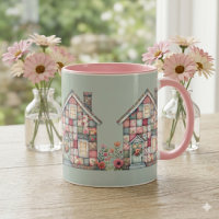 Falsches Patchwork Cottagecore Blumenhaus