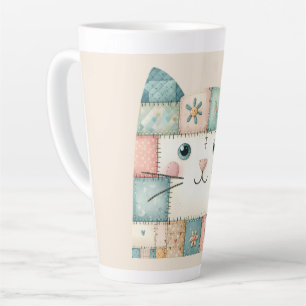 Falsches Patchwork-Pastell-Landhaus-Kitty-Gesicht- Milchtasse
