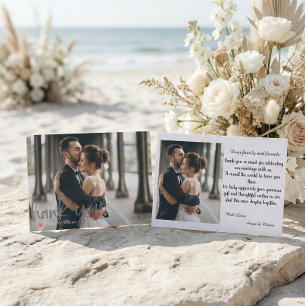 Falsches Pinsel-Schriftfoto-Hochzeit Dankeskarte