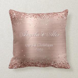 Falsches Roségold-Glitter gebürstete Metallfolie F Kissen