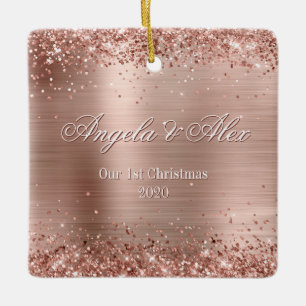 Falsches Roségold-Glitter gebürstetes Metallfolien Keramikornament