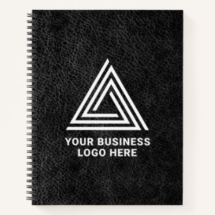 Falsches schwarzes Leder modernes Geschäft-Logo Notizbuch