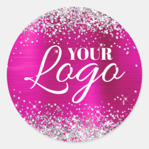 Falsches Silber-Glitter Magenta Hot Pink Folien-Lo Runder Aufkleber
