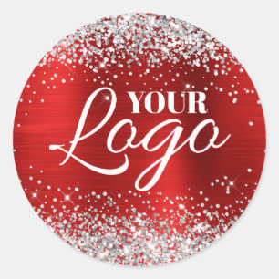 Falsches Silber-Glitter Roter Folien-Logo Runder Aufkleber