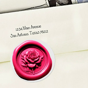 Falsches Wachssiegel Rosa 5 Rose Tiefer Eindruck Runder Aufkleber