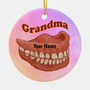 False Teeth Grandma Keramik Ornament