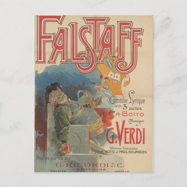 Falstaff opera poster (Paris première 1894) Postkarte (Vorderseite)