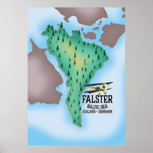 Falster Insel Dänemark Reiseplakat. Poster