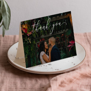 Faltbare Hochzeit Dankeskarten - Weiße Schrift Dankeskarte
