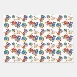 Faltblatt für das bunte Spielzeug von Jungen Geschenkpapier Set