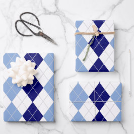 Faltblätter für blaue und weiße Raute Geschenkpapier Set