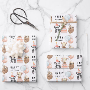 Faltblätter für tropische Tiere Geschenkpapier Set