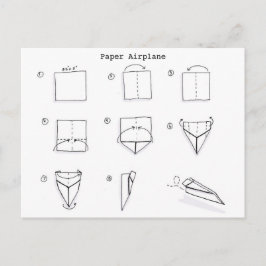 Falten eines Papierflugzeugs Postkarte
