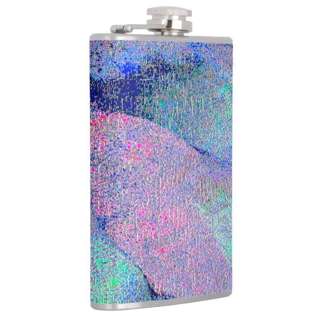 Falten Lederstil mit abgenutzter Farbe, blaue Farb Flachmann (Rechts)