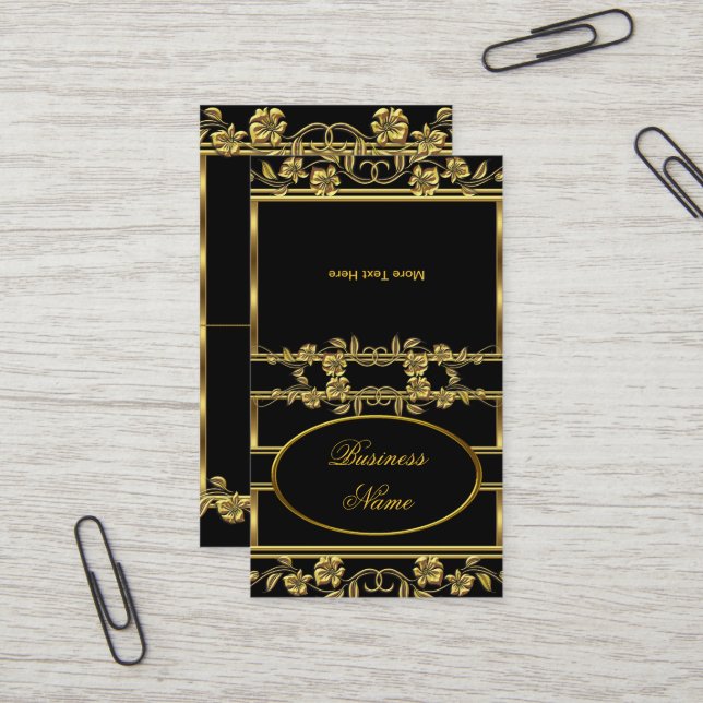 Falten über elegantes Gold auf Gold Schwarz Visitenkarte (Vorderseite/Rückseite Beispiel)