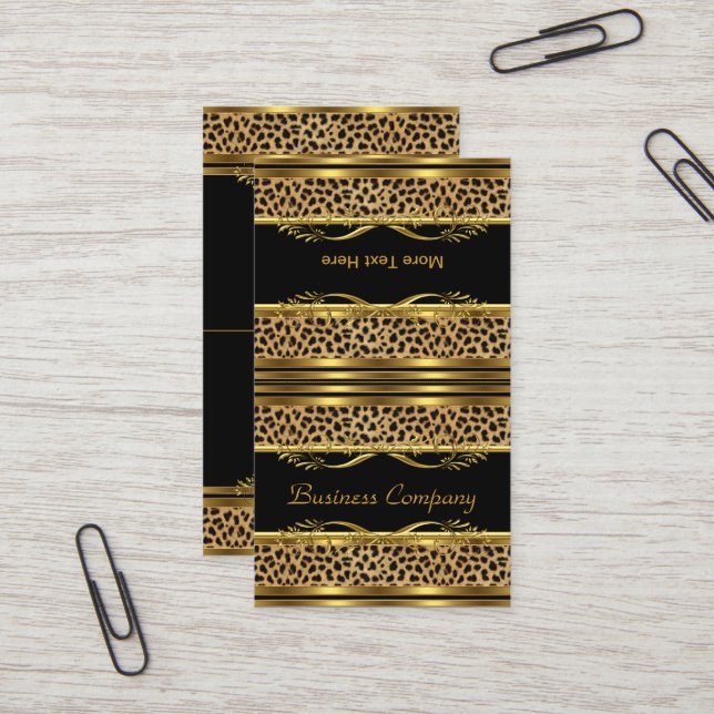 Falten über klassische Gold Black Leopard Animal P Visitenkarte (Vorderseite/Rückseite Beispiel)