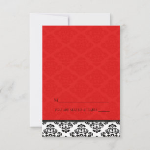 Falten von Zelt-Red-Damask-Platzkarten Einladung