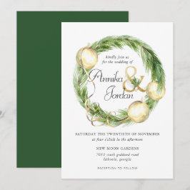 Faltenbalg Grün Wreath Einladung zur Hochzeit