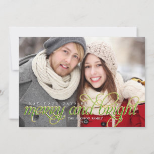 Faltenglitzernde Script-Merry-and-Bright-Urlaubska Feiertagskarte