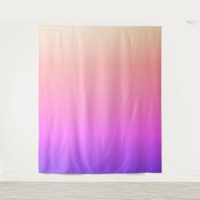 Faltenpfirsichpink und Lila farbige Ombre Wandteppich (Vorderseite)
