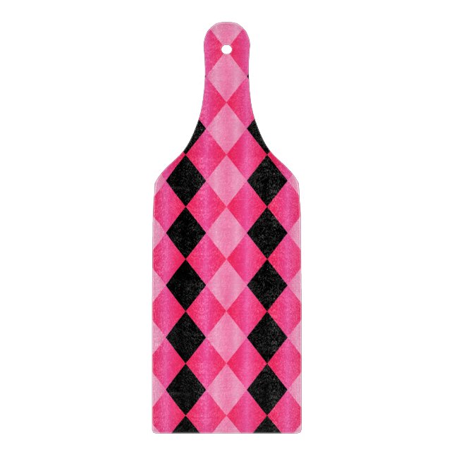 Faltes Harlequin, Pink-Schwarz-KUTTERPADDLE Schneidebrett (Vorderseite)