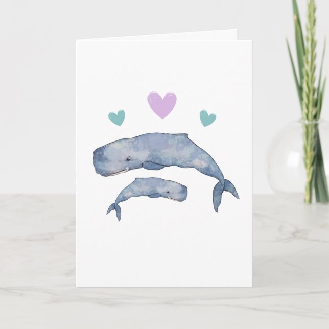 Faltkarte für Mutter und Baby Whale Dankeskarte (Vorderseite)