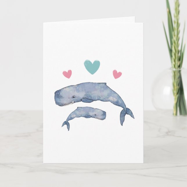 Faltkarte für Mutter und Baby Whale Dankeskarte (Vorderseite)