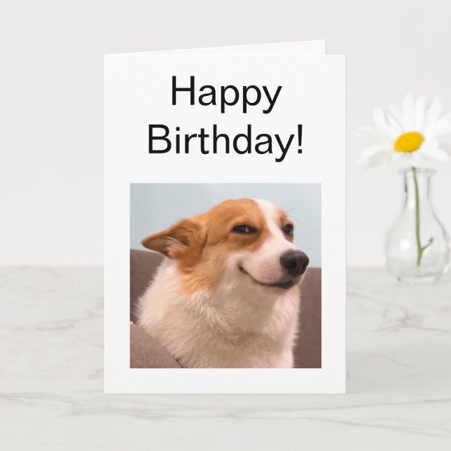 Faltkarte Lächeln Corgi Meme Karte (Kleine Pflanze)