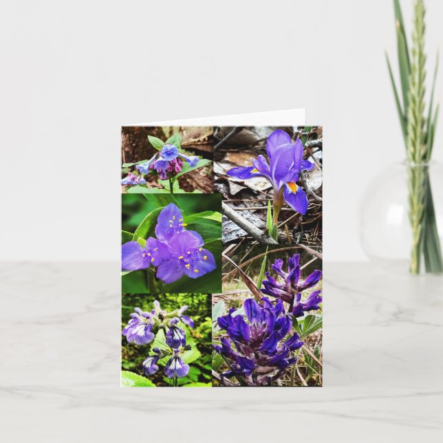 Faltkarte mit lila Wildblumen Karte (Vorderseite)