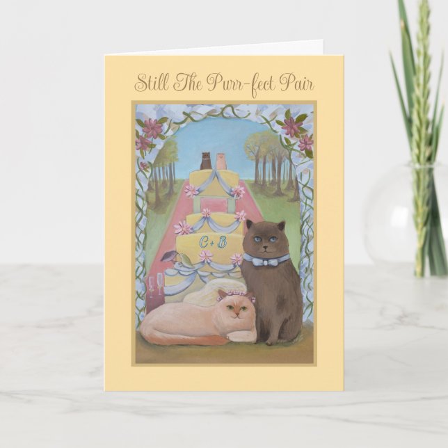 Faltkarte zum Hochzeitstag Cat Theme Karte (Vorderseite)