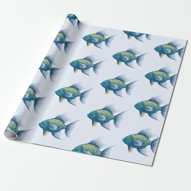 Faltpapier für Fischmuster Geschenkpapier (Ungerollt)