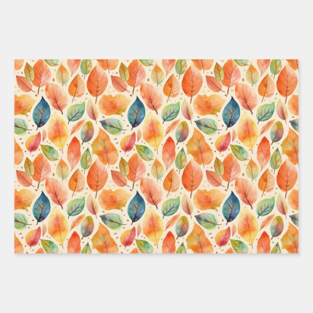 Faltpapier für Herbstblätter Geschenkpapier Set (Vorderseite)