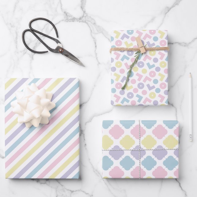 Faltpapier für Pastelverpackungen (Set von drei St Geschenkpapier Set (Vorderseite)