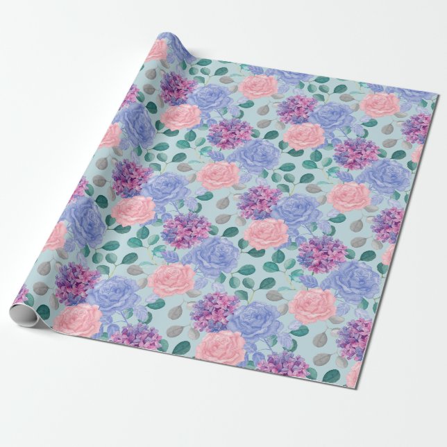 Faltpapier mit Blumenmuster Geschenkpapier (Ungerollt)