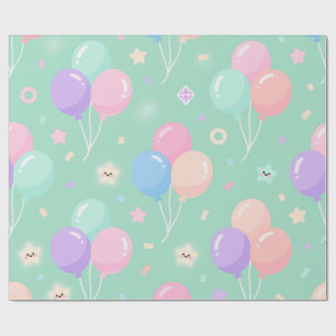 Faltpapier "Pastell Green Kindergeburtstag" Geschenkpapier