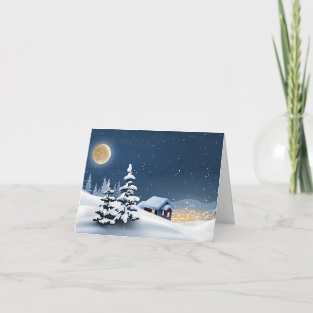 Faltschachtel Dankeschön Karte "Schnee im Dorf" (Vorderseite)