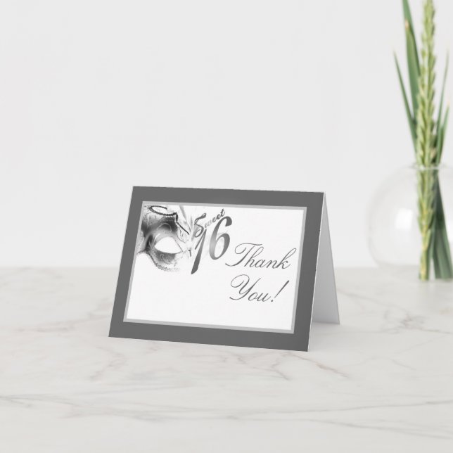Faltschachtel Dankeschön Karte Sweet 16 Silver Whi (Vorderseite)