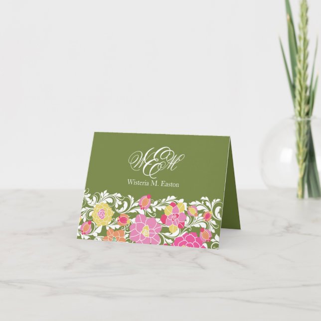 Faltschachtel für das florale Monogramm Dankeskarte (Vorderseite)