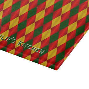 Faltschachtel Harlequin-Red-Green-Gold-CUTTING Schneidebrett